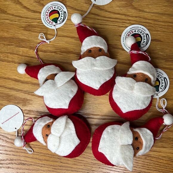 Handmade Cute Santa Felted Wool Christmas Ornaments Set 5 - Picture 2 of 7